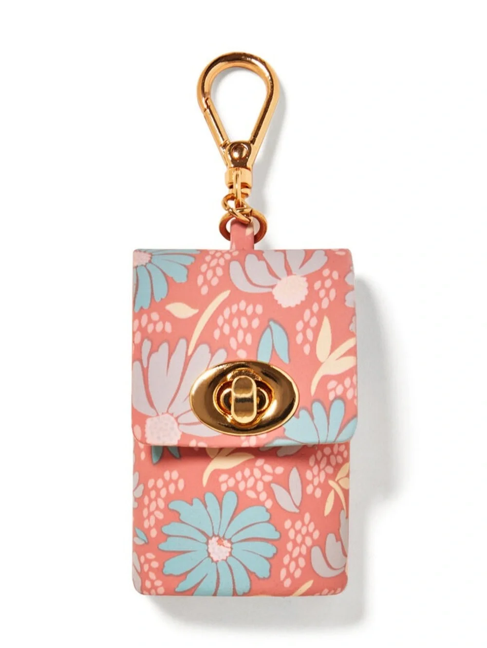 Bath and body works Floral hand sanitizer holder Coral with Gold Hardware